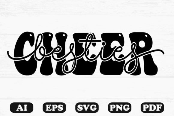 Besties Cheer Retro Wavy SVG T-Shirt Graphics
